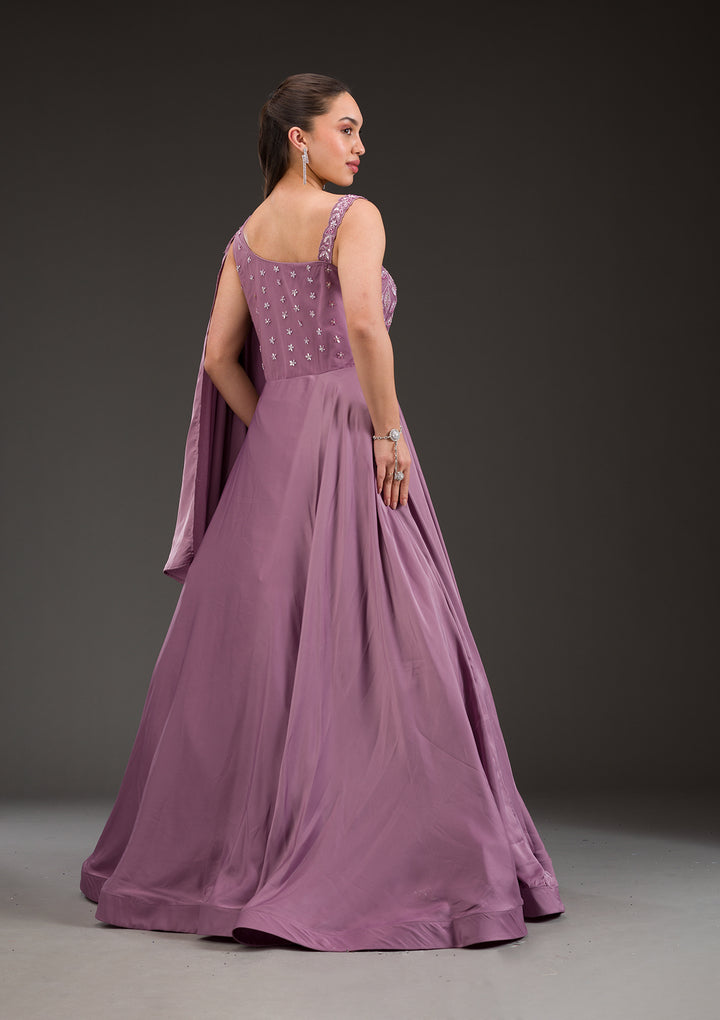 Lavender Stonework Satin Gown