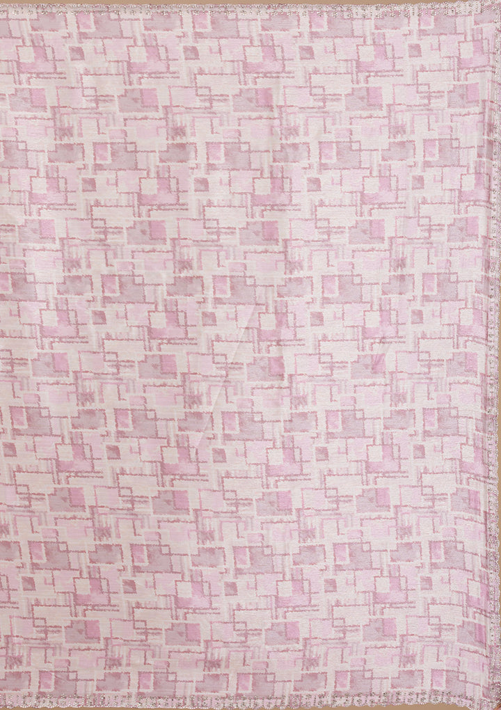 Lavender Stonework Semi Crepe Saree