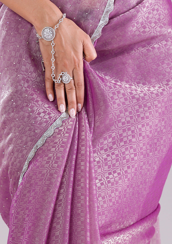Lavender Stonework Organza Saree