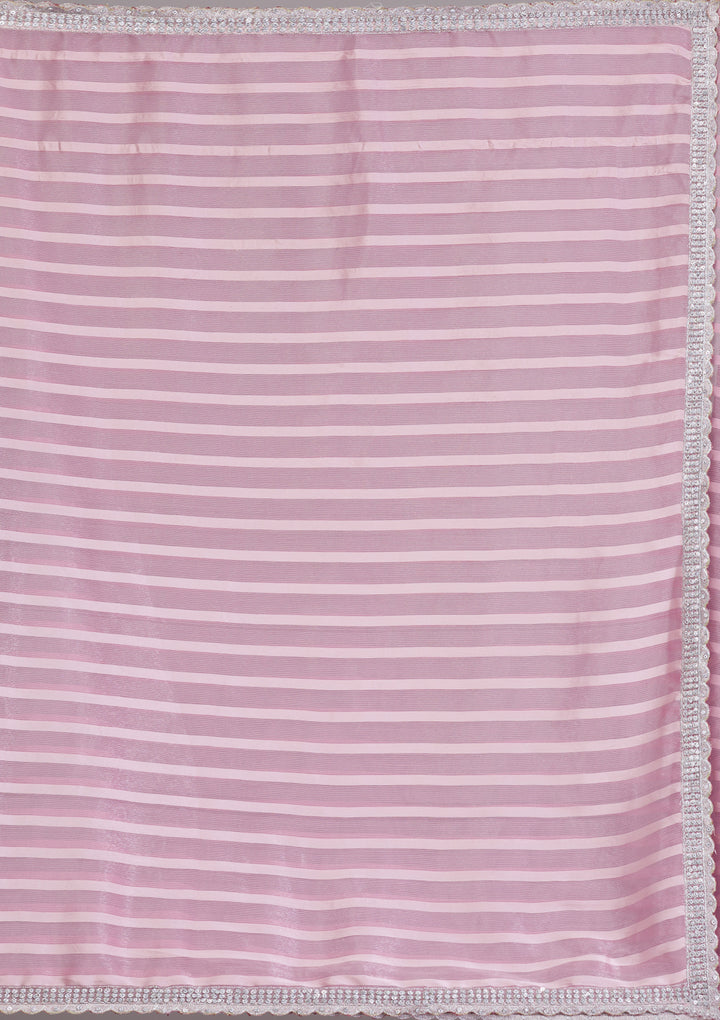 Lavender Stonework Semi Crepe Saree