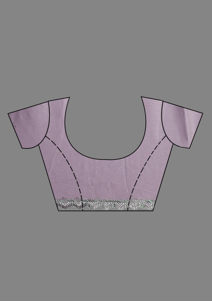 Lavender Stonework Semi Crepe Saree