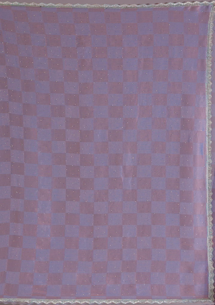 Lavender Stonework Semi Crepe Saree