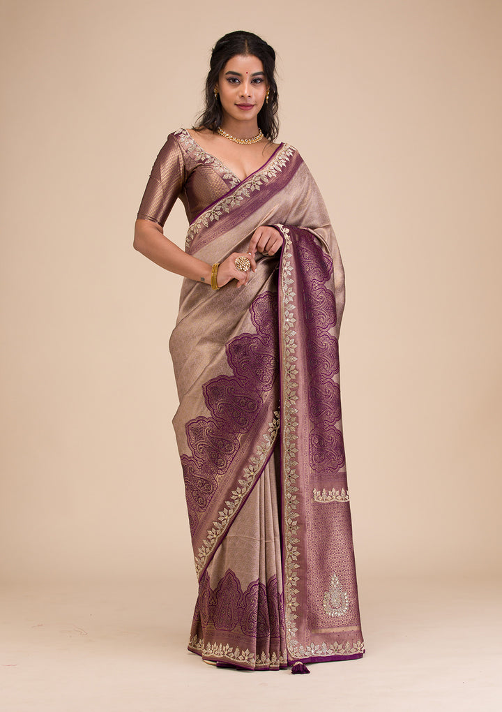 Lavender Stonework Soft Silk Saree