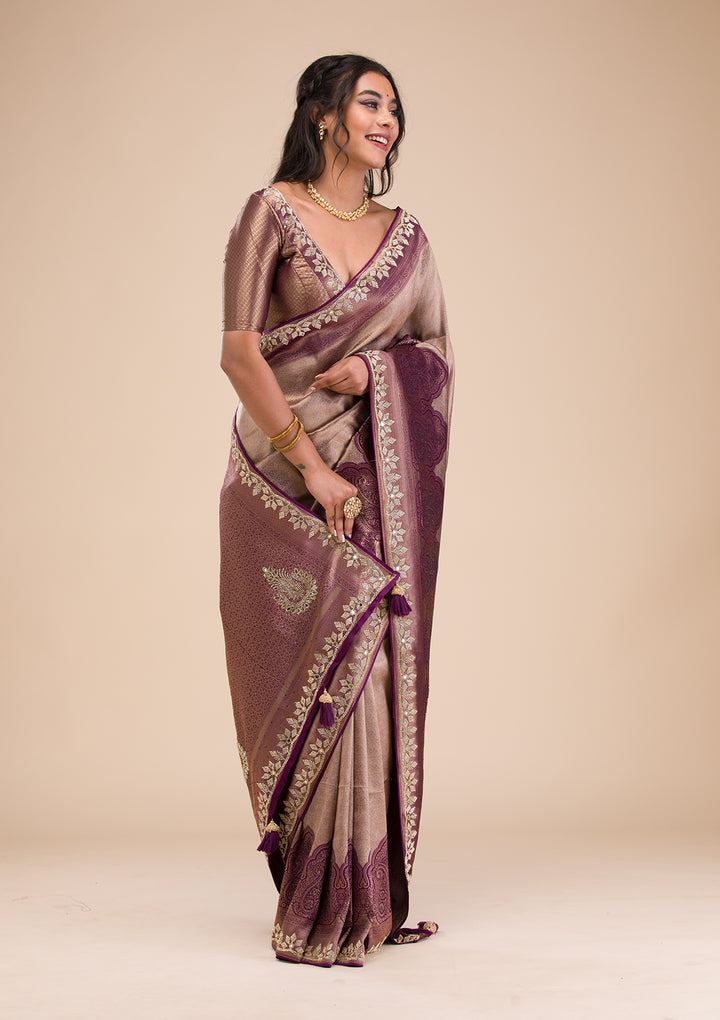 Lavender Stonework Soft Silk Saree
