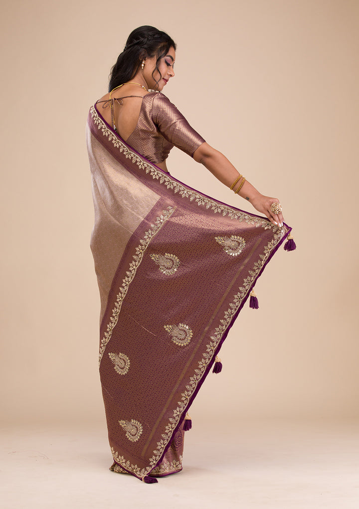 Lavender Stonework Soft Silk Saree