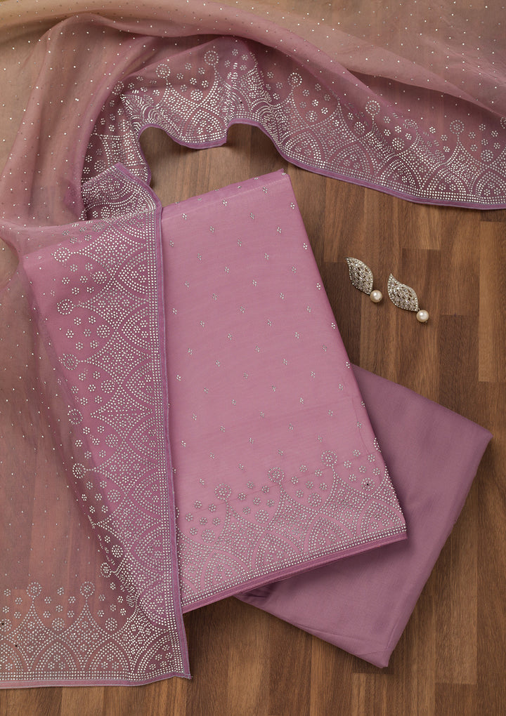 Lavender Stonework Tissue Unstitched Salwar Suit