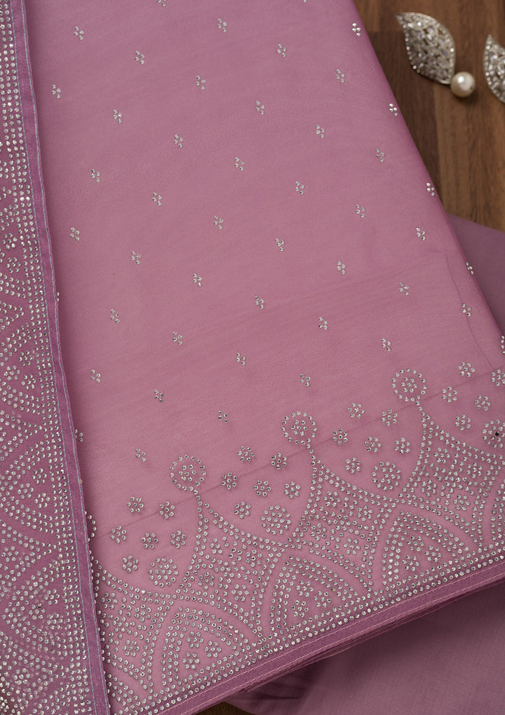 Lavender Stonework Tissue Unstitched Salwar Suit
