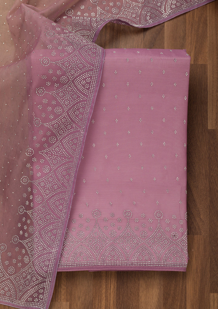 Lavender Stonework Tissue Unstitched Salwar Suit