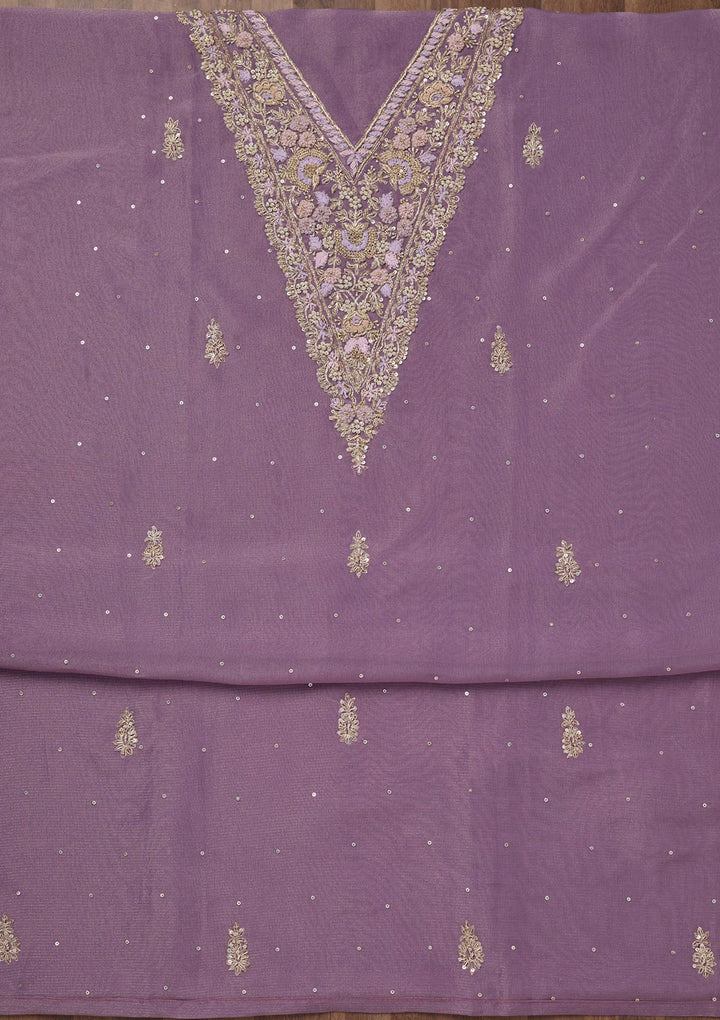 Lavender Stonework Tissue Unstitched Salwar Suit