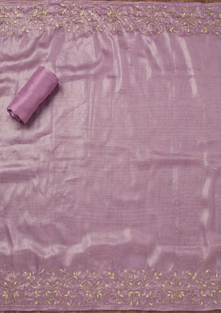Lavender Stonework Tissue Unstitched Salwar Suit