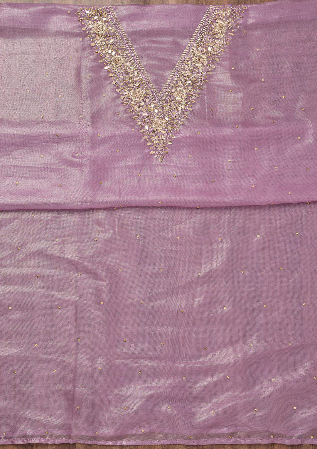 Lavender Stonework Tissue Unstitched Salwar Suit