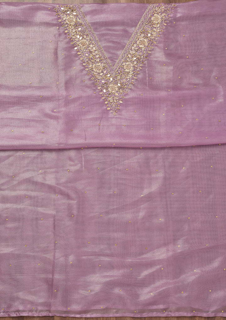 Lavender Stonework Tissue Unstitched Salwar Suit