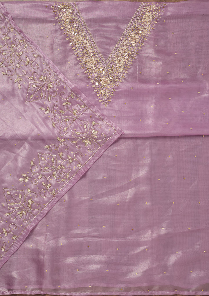 Lavender Stonework Tissue Unstitched Salwar Suit