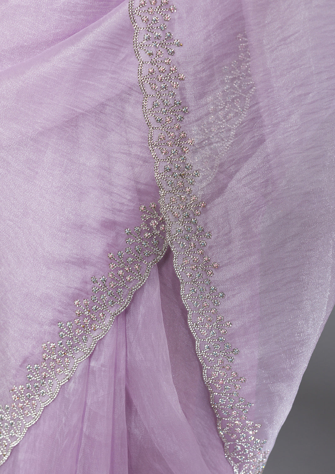 Lavender Stonework Tissue Saree