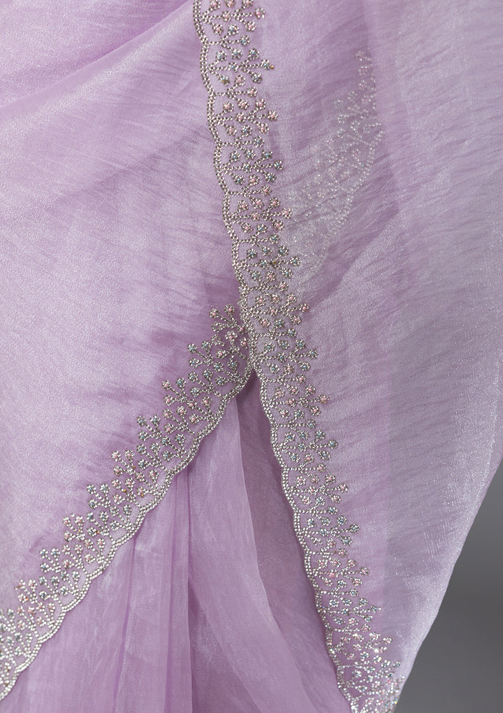 Lavender Stonework Tissue Saree