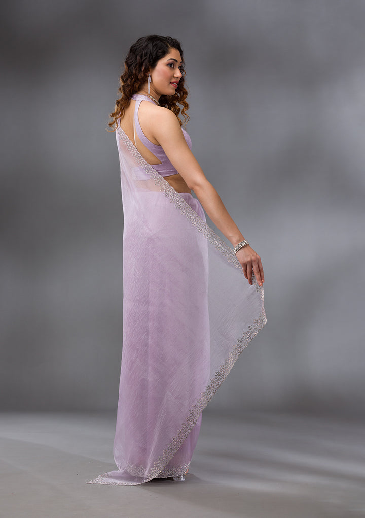 Lavender Stonework Tissue Saree