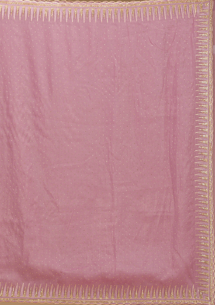 Lavender Stonework Tissue Saree
