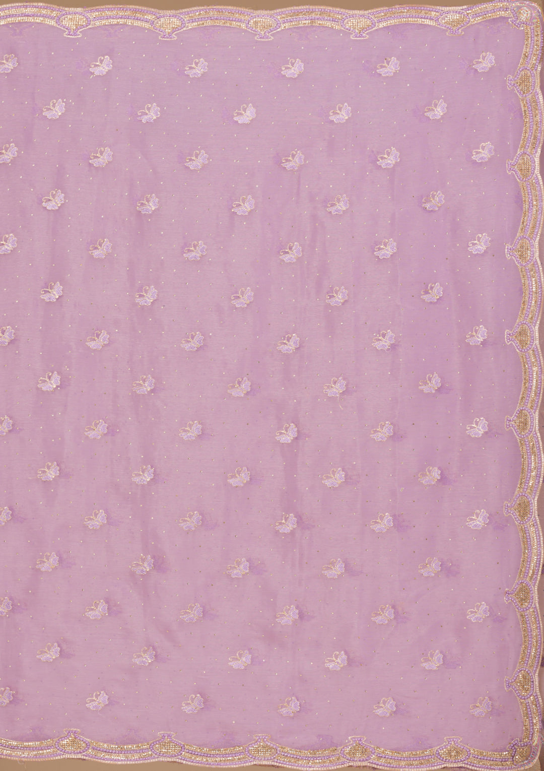 Lavender Stonework Tissue Saree-Koskii