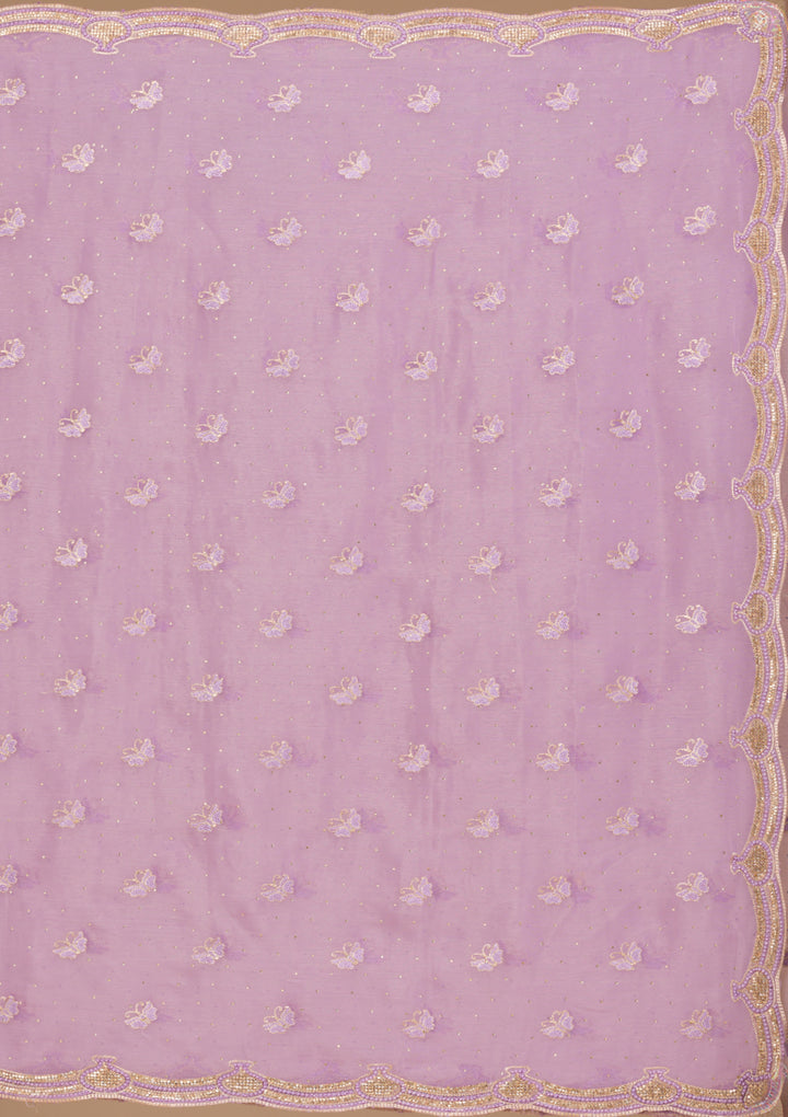 Lavender Stonework Tissue Saree-Koskii