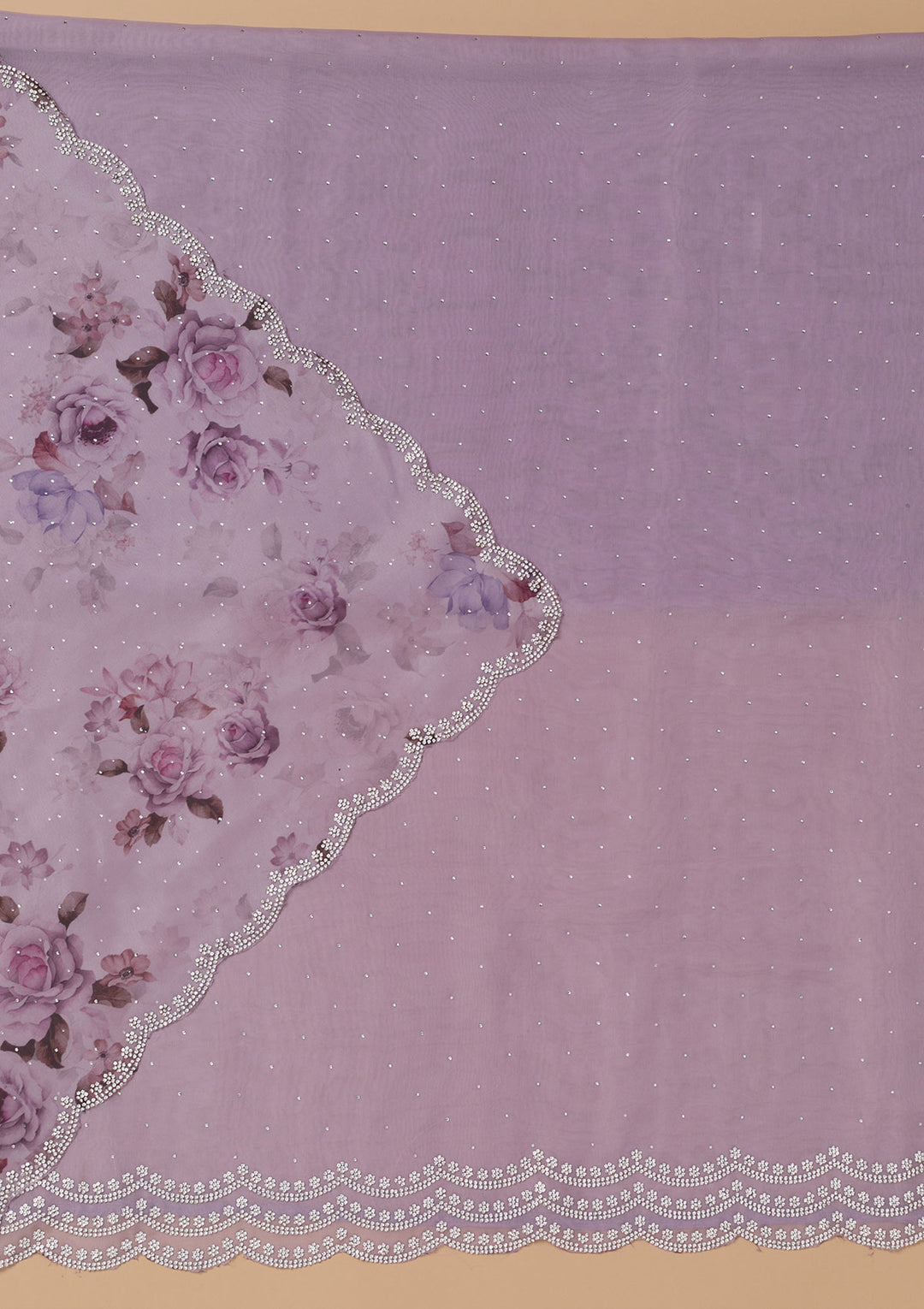 Lavender Swarovski Organza Unstitched Salwar Suit