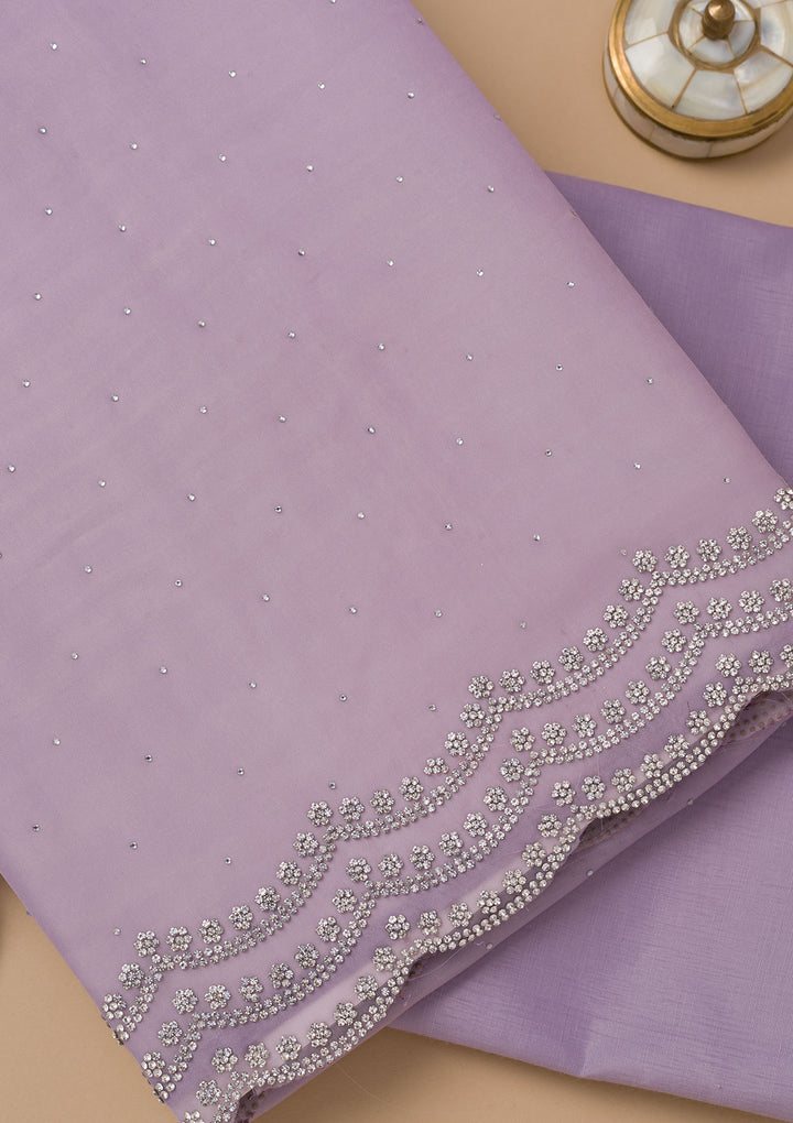 Lavender Swarovski Organza Unstitched Salwar Suit