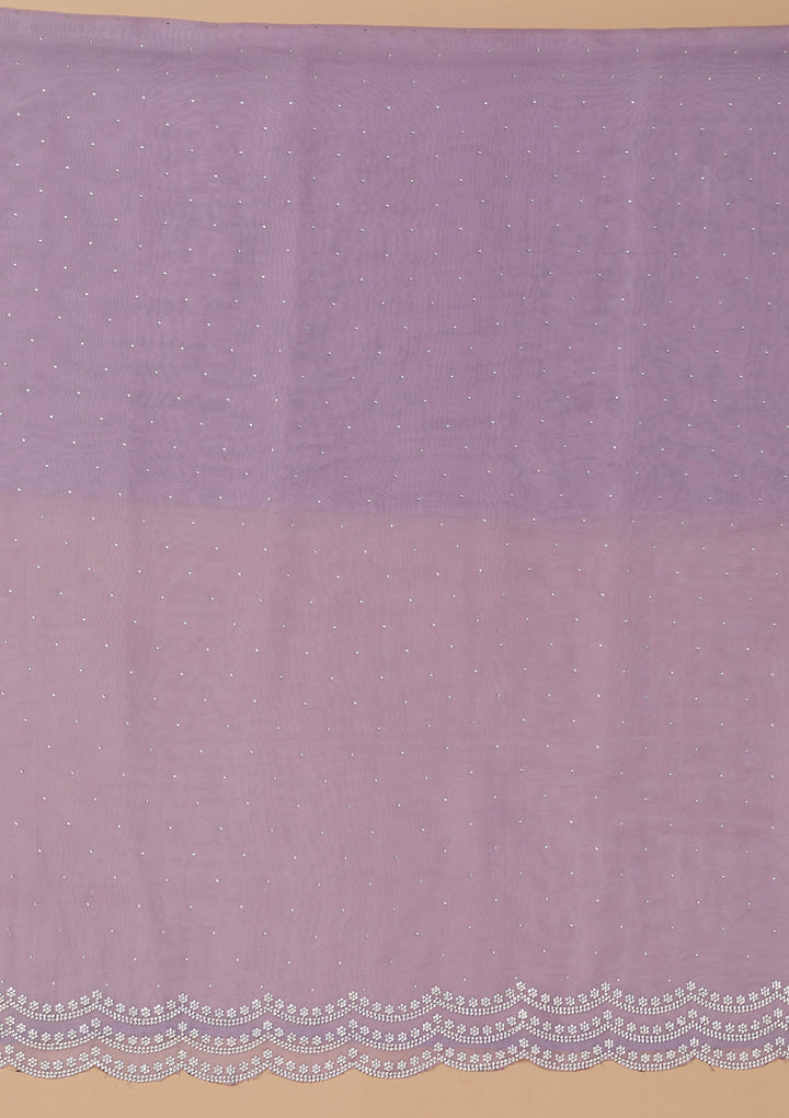 Lavender Swarovski Organza Unstitched Salwar Suit