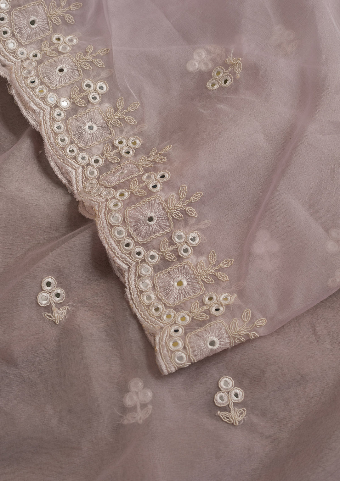 Lavender Threadwork Net Dupatta