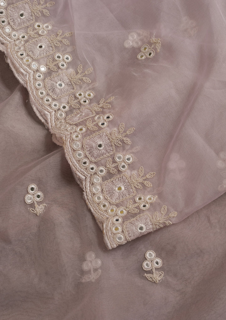 Lavender Threadwork Net Dupatta