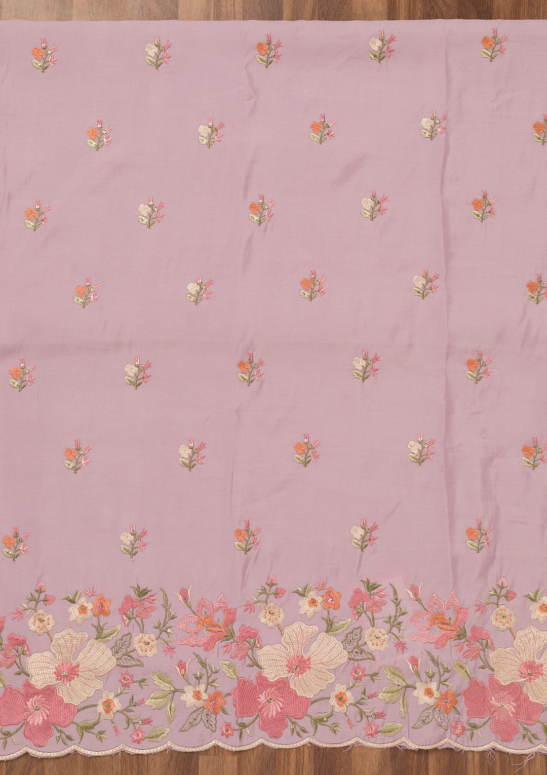 Lavender Threadwork Chanderi Unstitched Salwar Suit