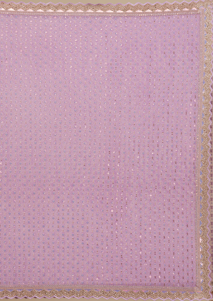 Lavender Threadwork Chiffon Saree