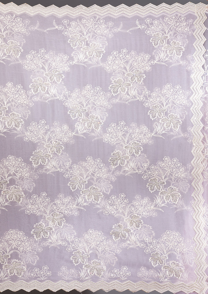 Lavender Threadwork Chiffon Saree