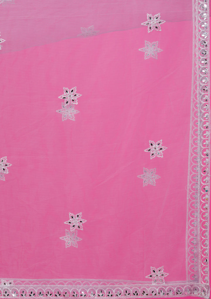 Lavender Threadwork Georgette Readymade Lehenga-Koskii