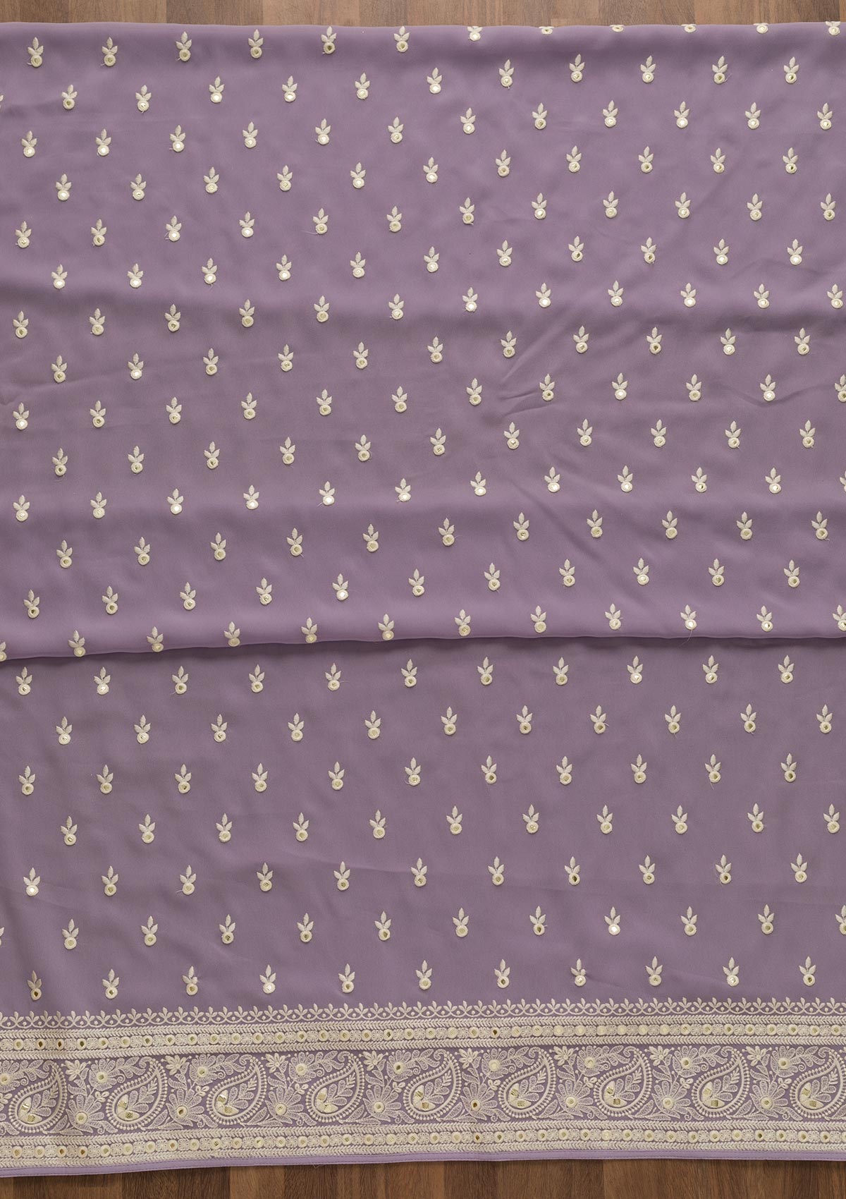 Lavender Threadwork Georgette Unstitched Salwar Suit