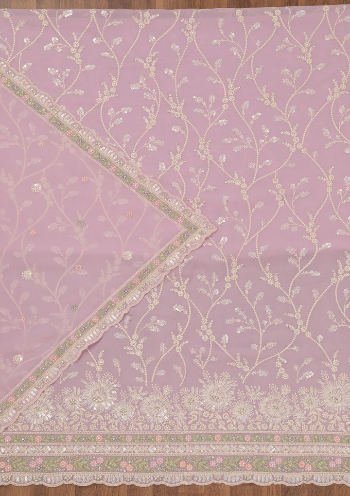 Pink Sequins Georgette Unstitched Salwar Suit