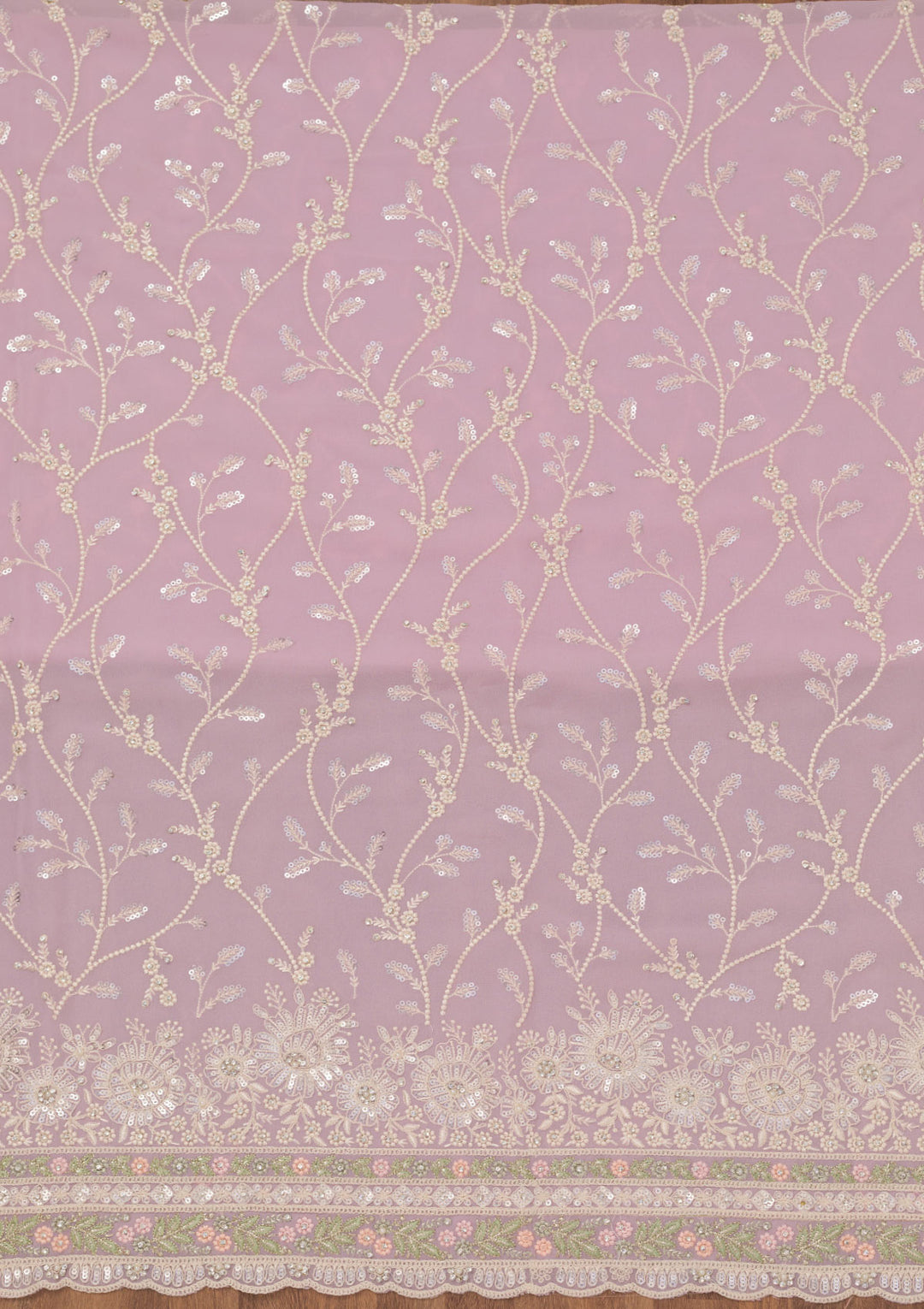 Pink Sequins Georgette Unstitched Salwar Suit