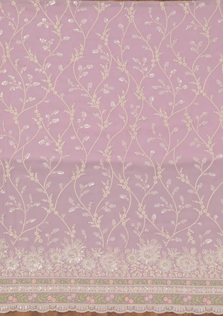 Pink Sequins Georgette Unstitched Salwar Suit
