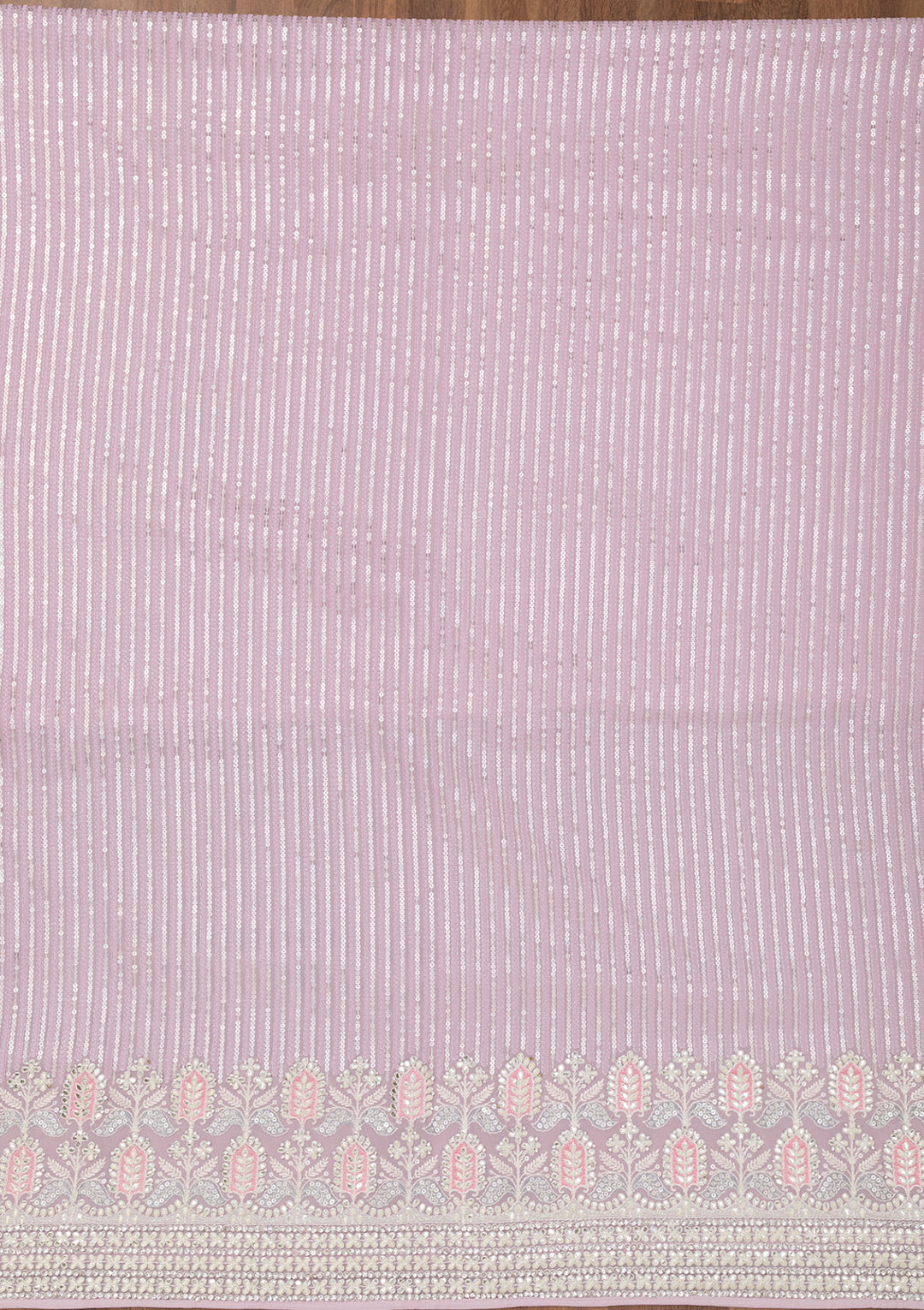 Lavender Threadwork Georgette Unstitched Salwar Suit