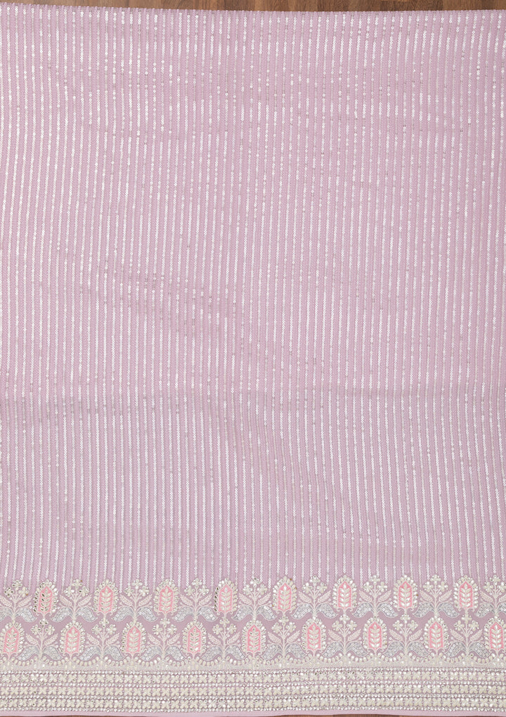 Lavender Threadwork Georgette Unstitched Salwar Suit