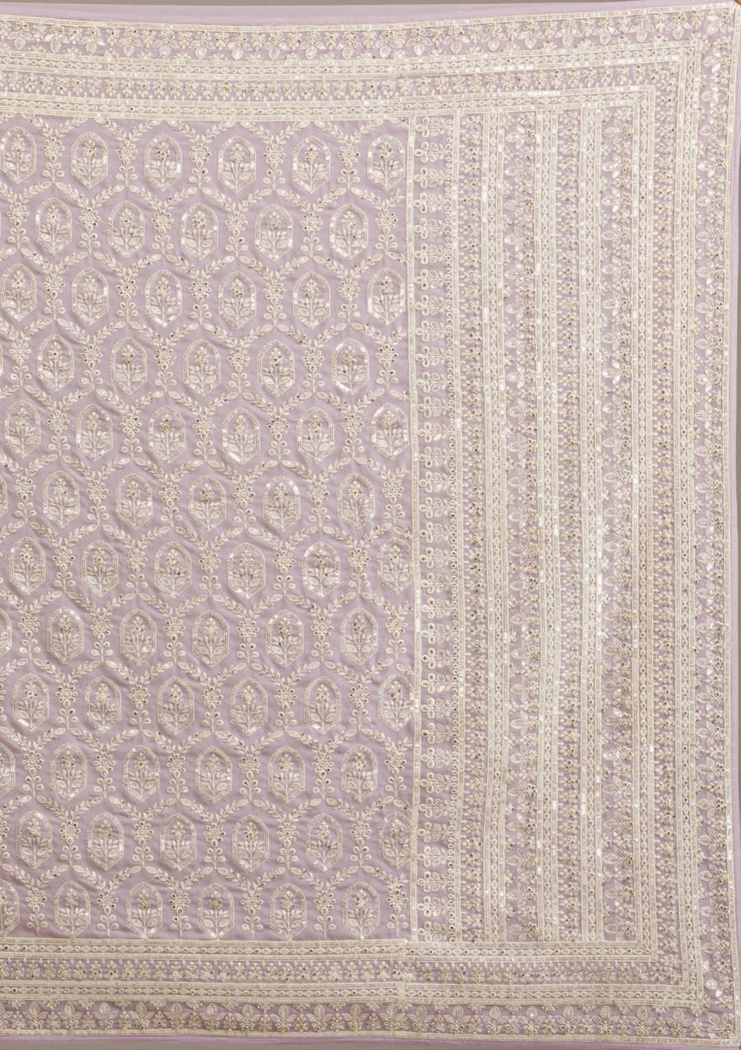 Lavender Threadwork Georgette Saree