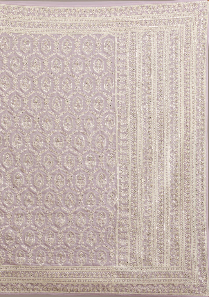 Lavender Threadwork Georgette Saree