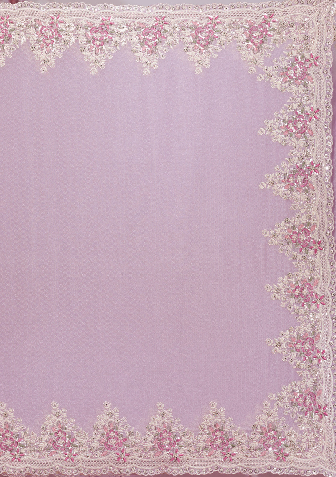 Lavender Threadwork Georgette Saree