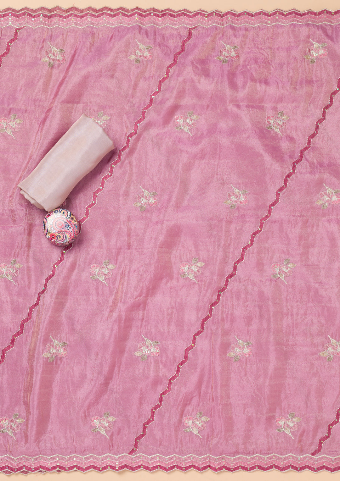 Lavender Threadwork Semi Crepe Unstitched Salwar Suit