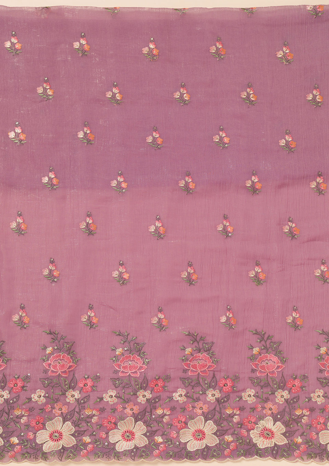 Lavender Threadwork Tissue Unstitched Salwar Suit