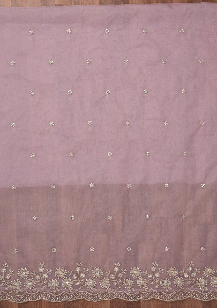 Lavender Threadwork Tissue Unstitched Salwar Suit