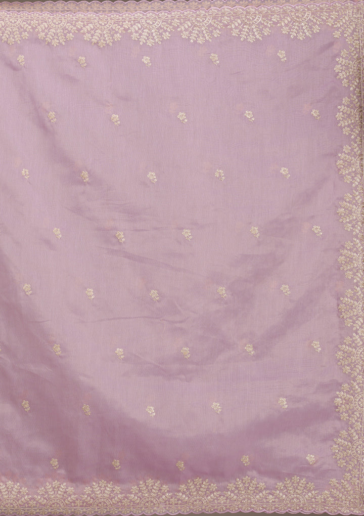 Lavender Threadwork Tissue Saree