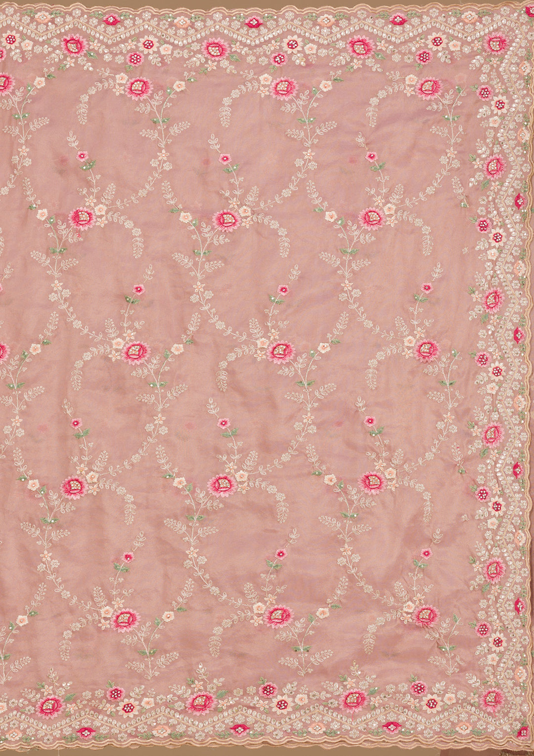 Lavender Threadwork Tissue Saree-Koskii