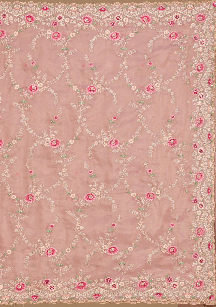 Lavender Threadwork Tissue Saree-Koskii