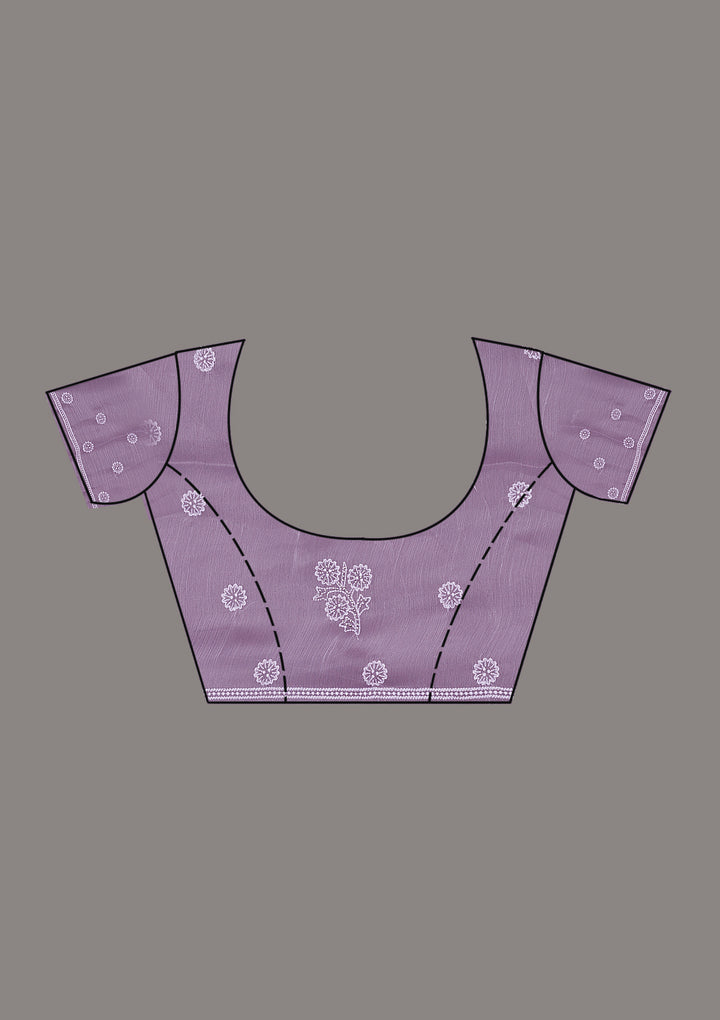 Lavender Threadwork Tissue Saree-Koskii