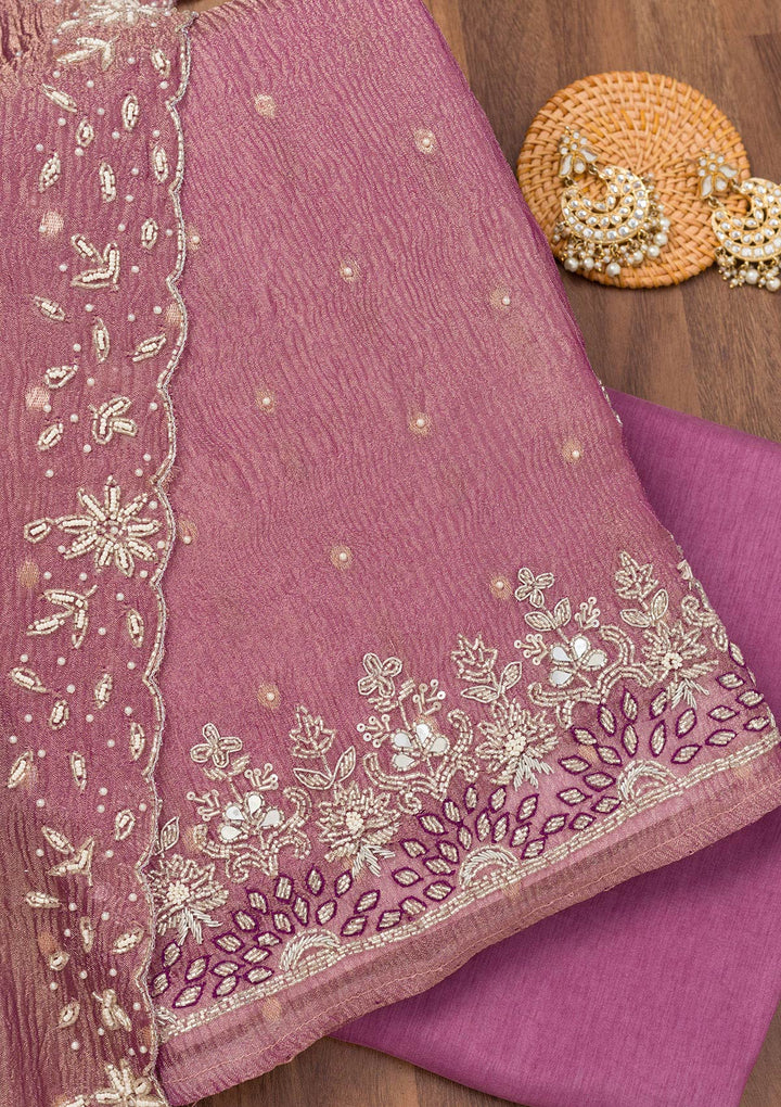 Lavender Zardosi Tissue Unstitched Salwar Suit