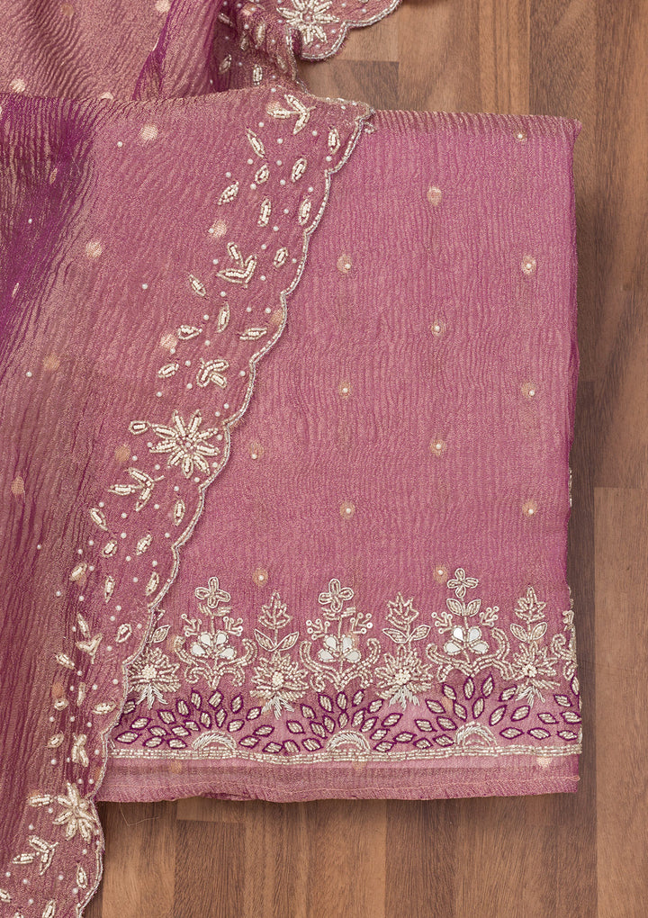 Lavender Zardosi Tissue Unstitched Salwar Suit